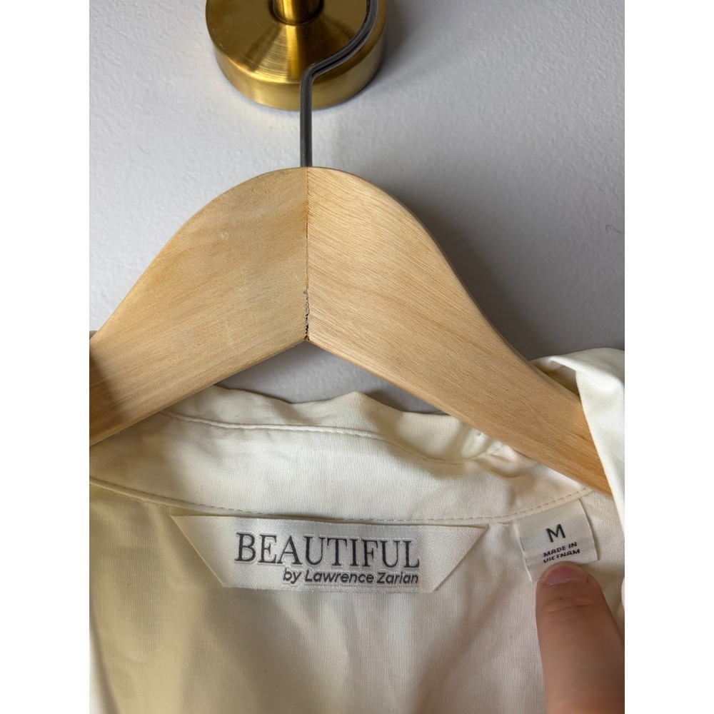 BEAUTIFUL by Lawrence Zarian Button Front Shirt with Printed Back Ivory M {#157R - Picture 3 of 4